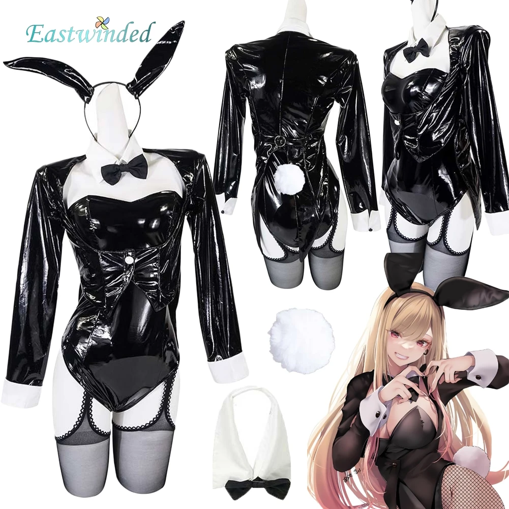 

Китагава Марин, черный комбинезон для косплея, костюм с кроличьими ушками, аниме-одевал, костюм для ролевых игр, Хэллоуин, карнавал, вечеринка