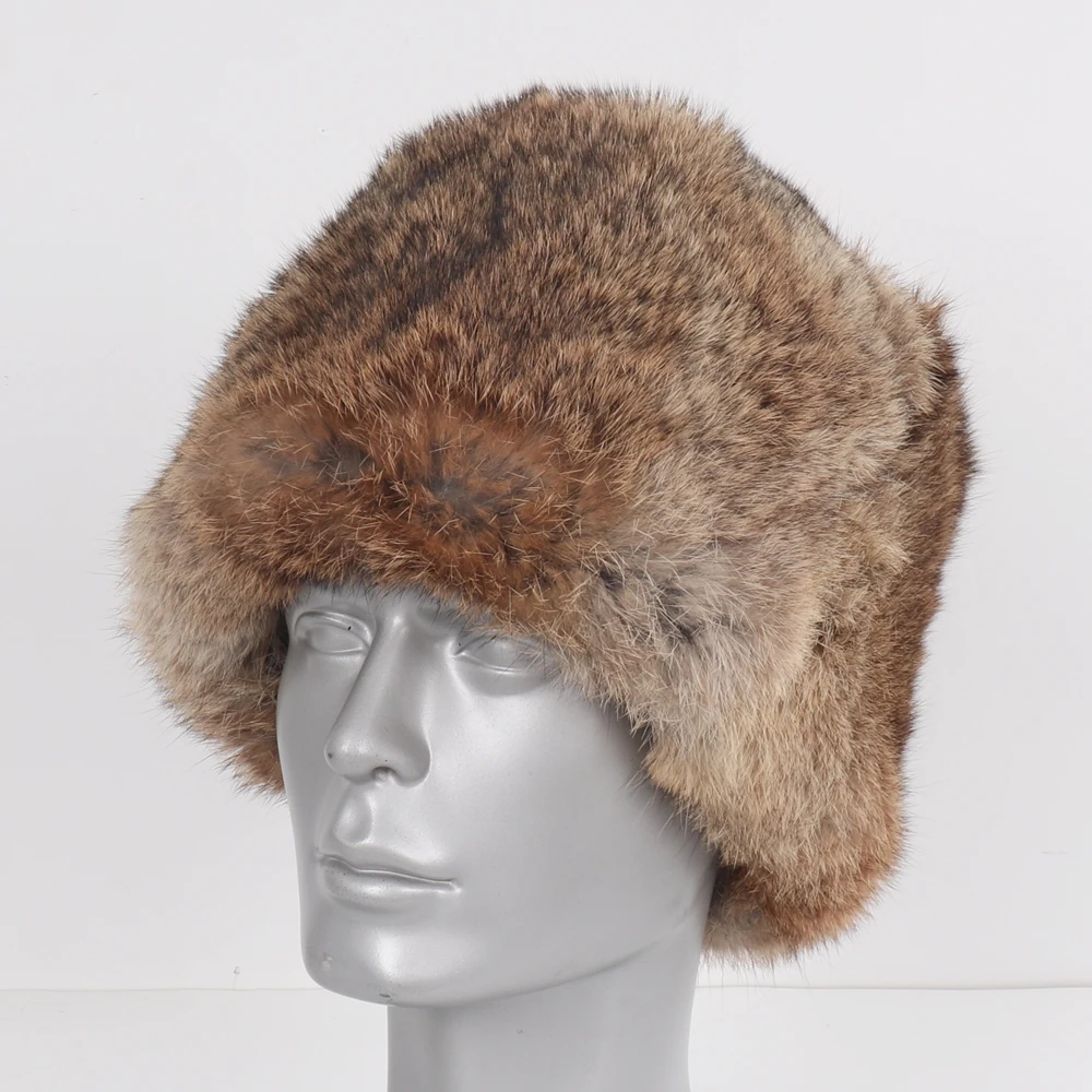 

Шапка-бомбер, зимняя уличная мужская шапка из натурального кроличьего меха, натуральная теплая шапка из кроличьего меха, качественная шапка из 100% натурального кроличьего меха