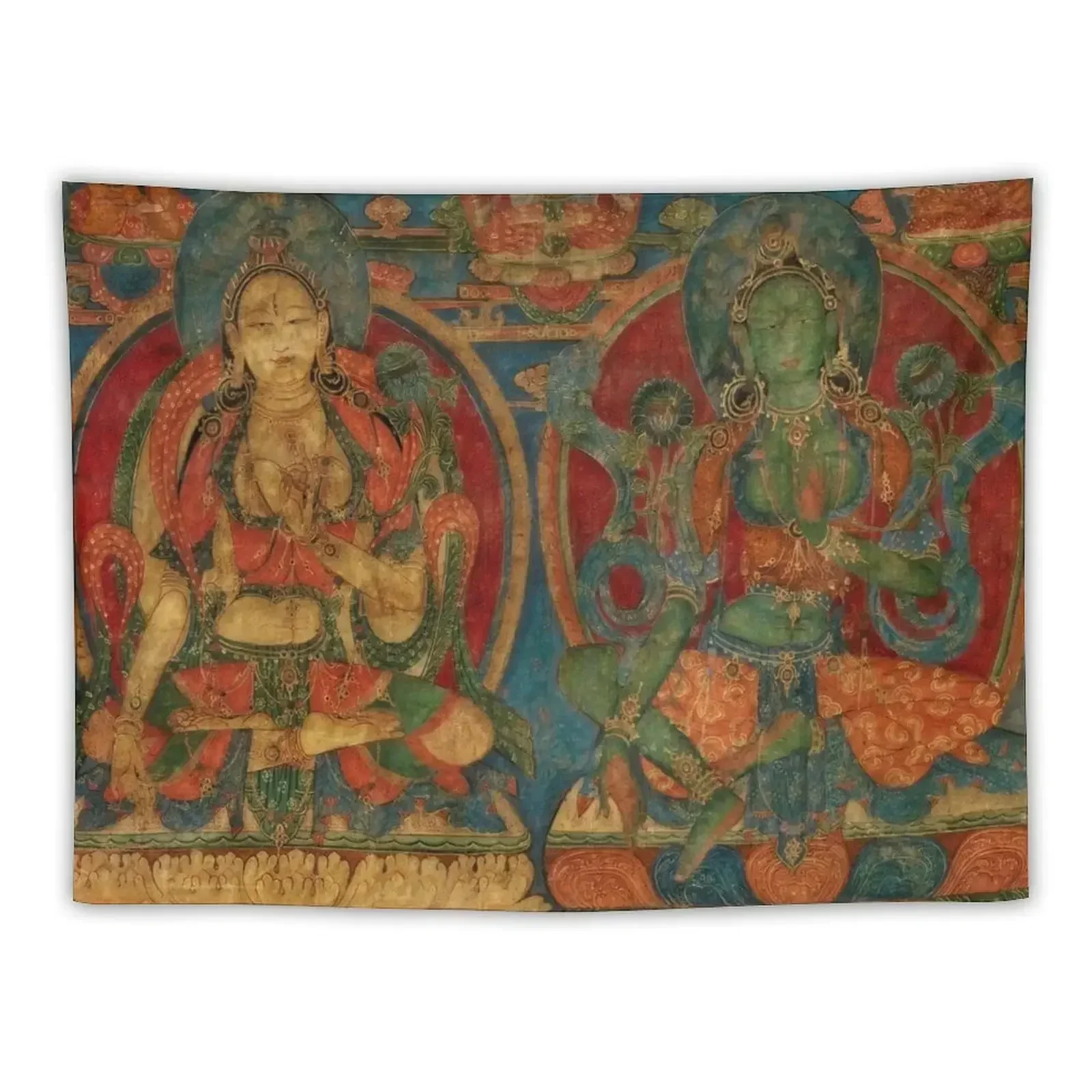 

The White Tara and The Green Tara Tapestry Aesthetics For Room Bedroom Deco Tapestry