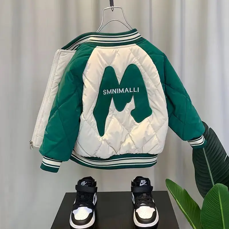 

Boys Plush Jacket New Fashionable And Handsome Baby Autumn And Winter Clothing Cotton Jacket Children's Winter Cotton Jacket