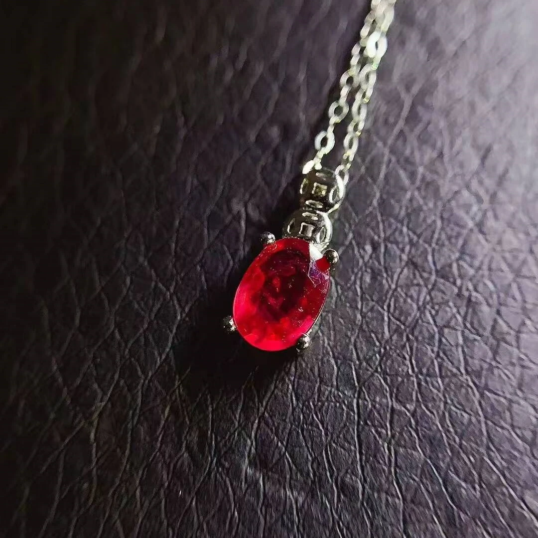 KJJEAXCMY exquisite Natural Ruby women's Pendant,S925 silver electroplating process inlay,for birthday party and New Year