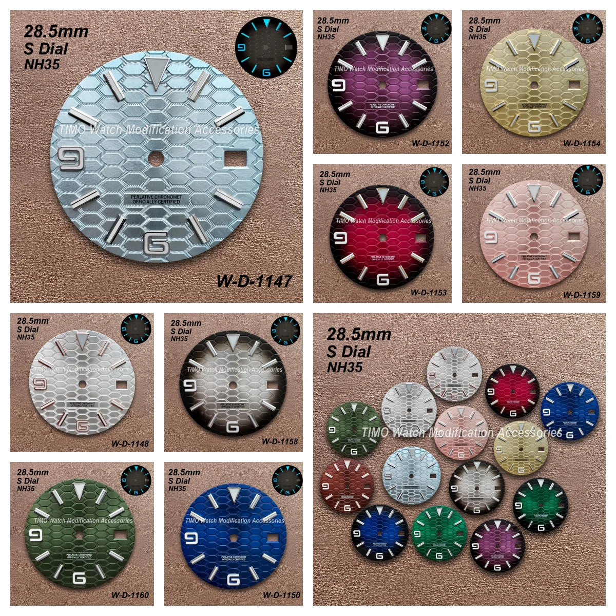 

28.5mm S Logo SUB Sunray Dial Suitable For NH35/NH36/4R Janpan Movement Ice Blue Luminous Quality Watch Modification Accessories