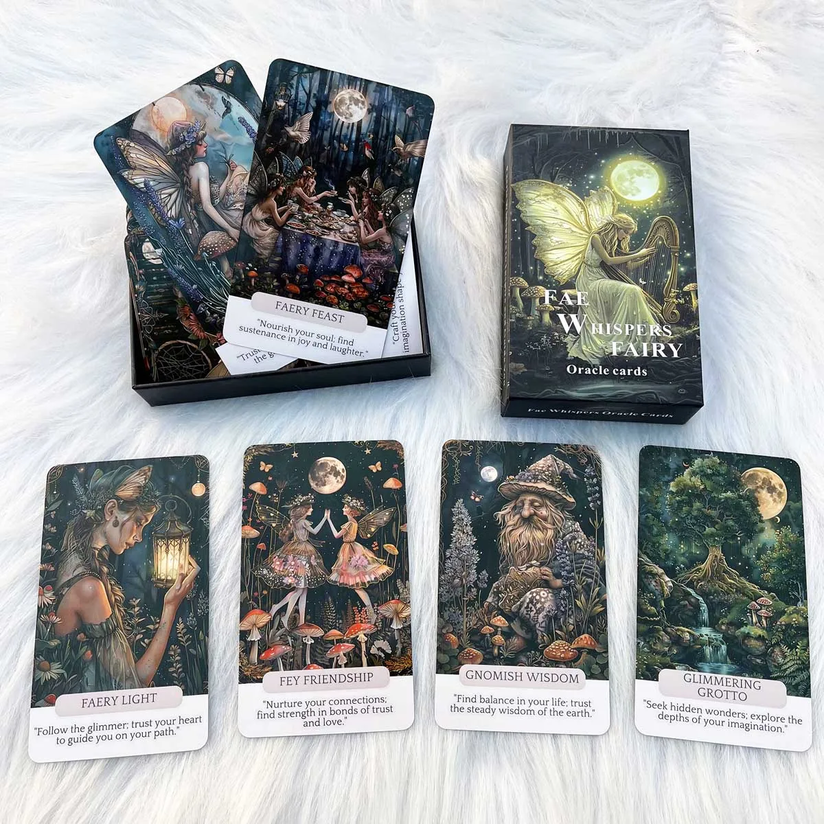 Fae Whispers Fairy Oracle Cards Set, 54 Tarot Cards Enhance Your