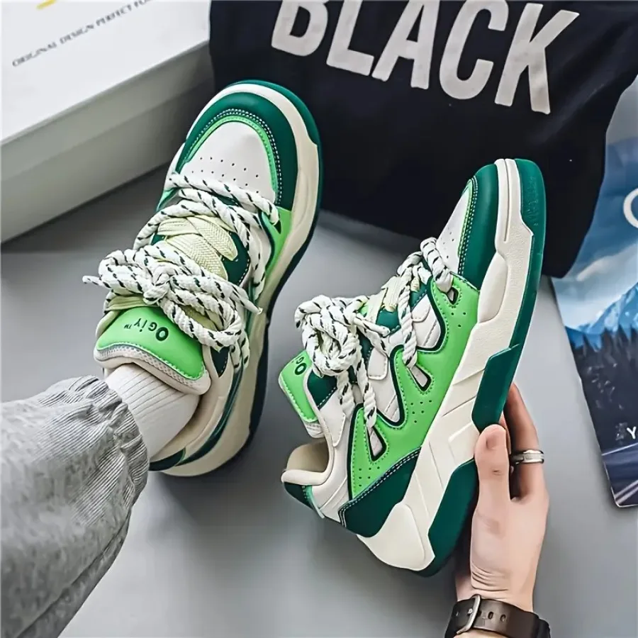 

Casual Sneakers for Men New Autumn Style Color-Blocking High-End Bread Shoes