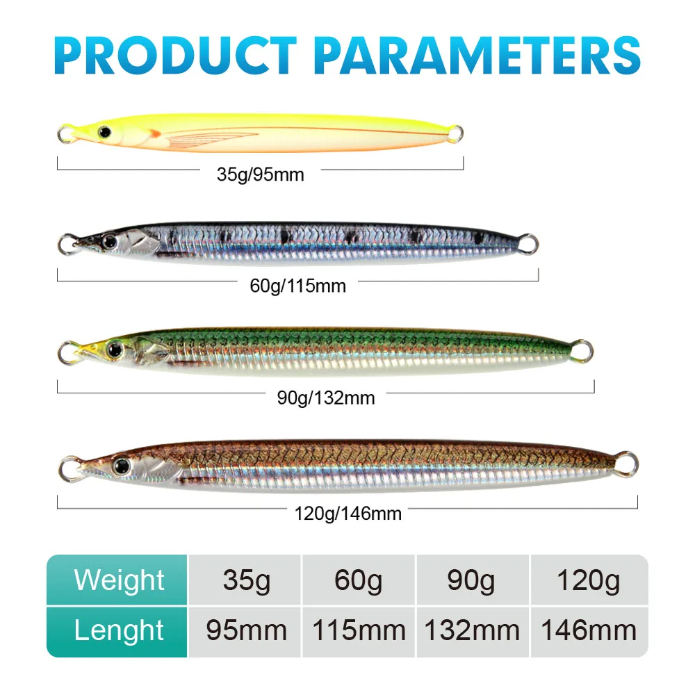 2024 FSTK Sand Eel Jig 35g60g90g120g Fast Sinking Shore Jigging Lifelike Jig Offshore Long Cast Sea Fishing Lure Artificial Bait