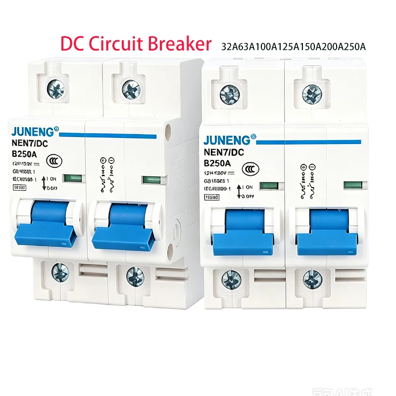 2P 12V, 24V 48V 60V 120V Solar DC Circuit Breaker 32A63A100A125A150A 200A 250A MCB, for Photovoltaic Battery Energy Storage
