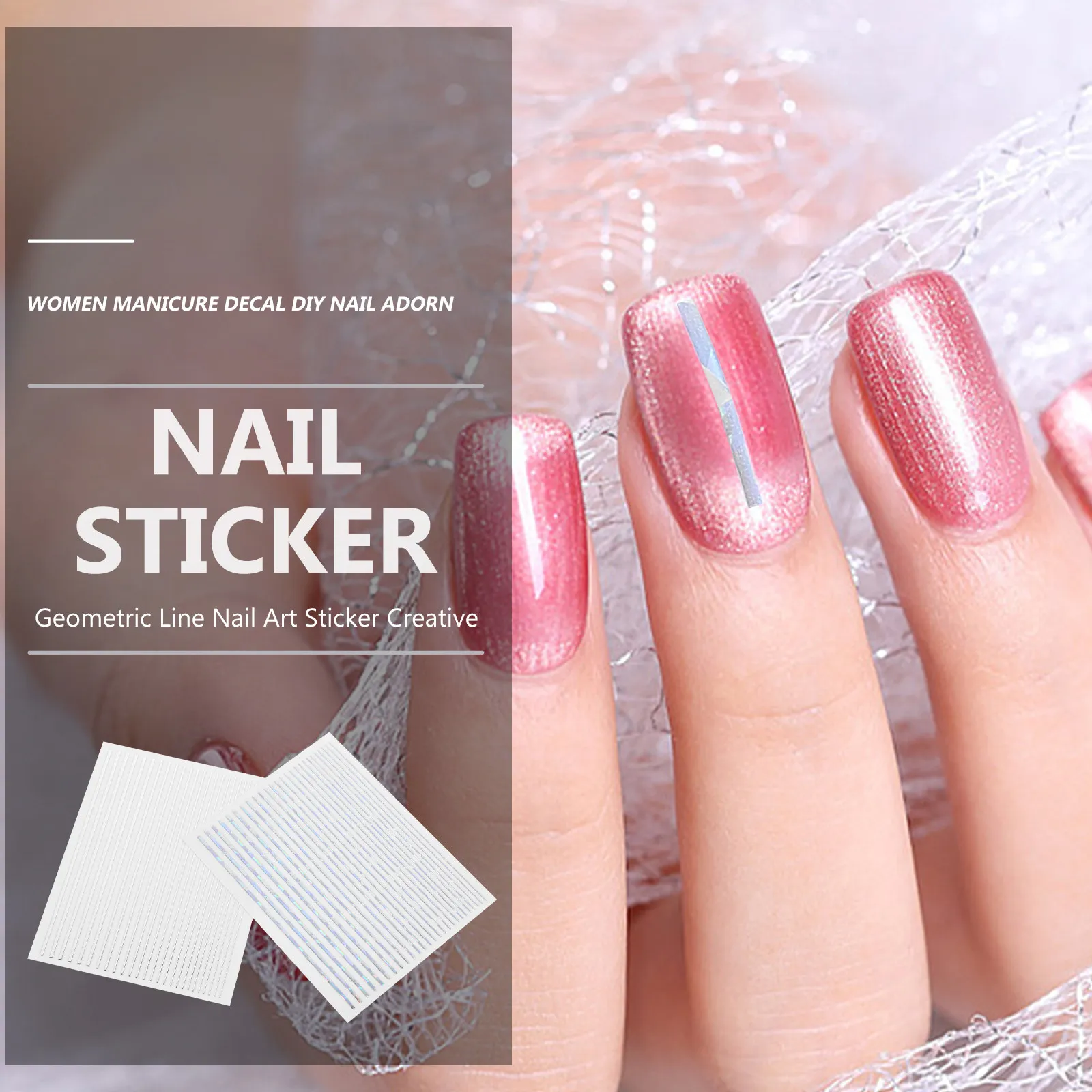 

8Pcs Geometric Line Nail Art Decals Creative Manicure Stickers DIY Fingernail Decoration Nail Accessories Manicure Sticker