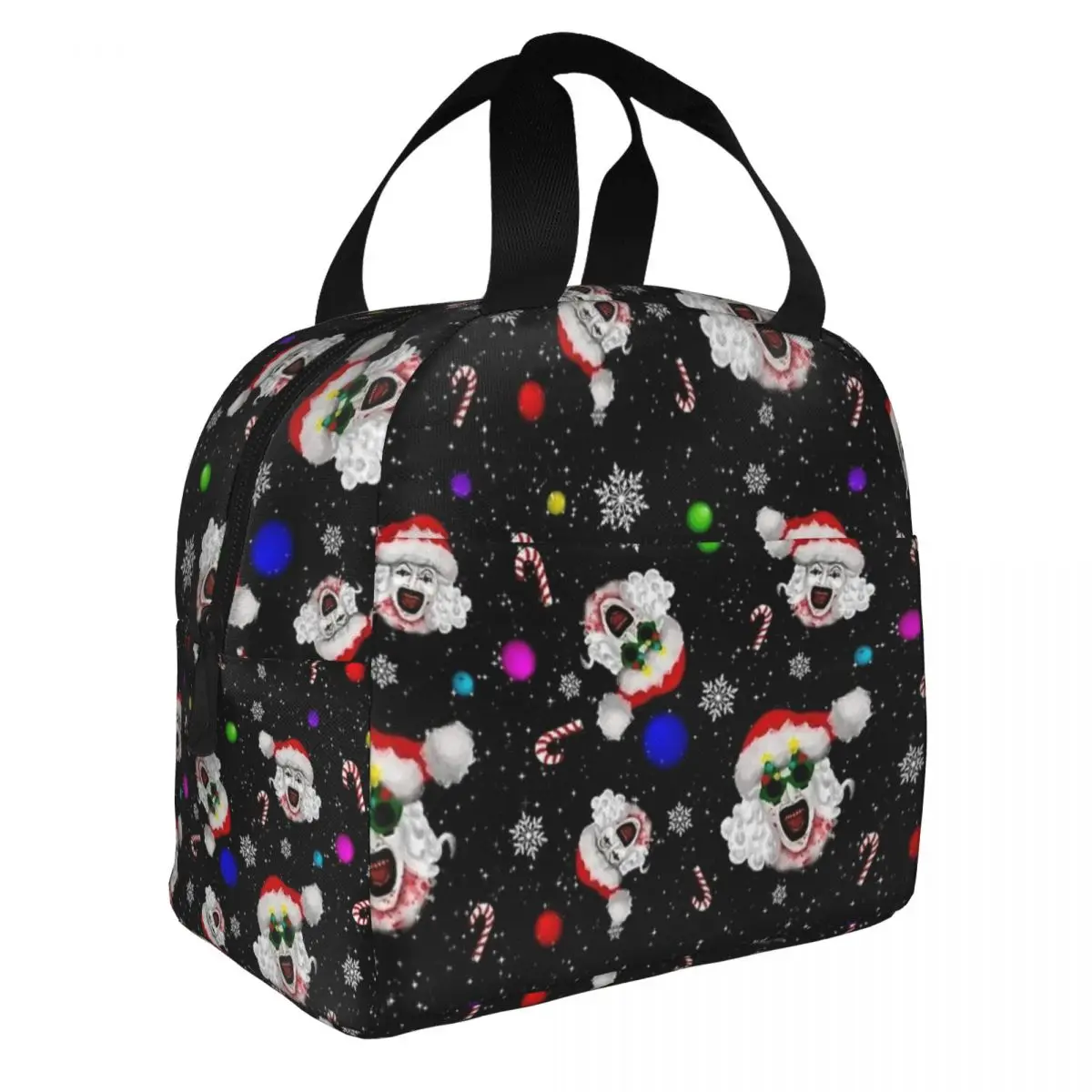 Art The Clown Terrifier 3 Christmas Insulated Lunch Bag Thermal Bag Reusable Leakproof Tote Lunch Box Food Bag Work Picnic