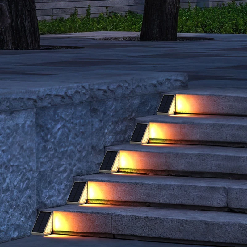 6Pack Solar Step Lights For Outside Waterproof, Outdoor Deck Steps Lights, Triangle Solar Stair Lights For Front Porch