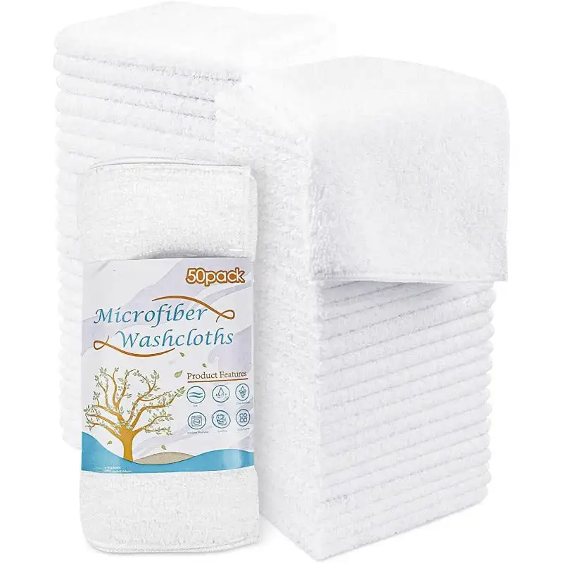 

Microfiber Washcloths Towels Set 50 Pack, Highly Absorbent and Soft Feel Face Cloths, Multi-Purpose Wash Cloths 12x12 Inch