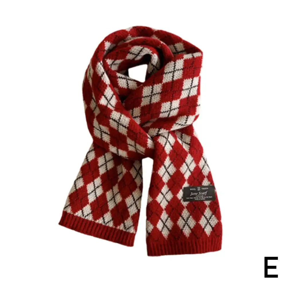 Christmas Present Knitted Red Scarf Women Men Autumn New Versatile Winter Warm Scarf Korean Year Version Student Gift H1P2