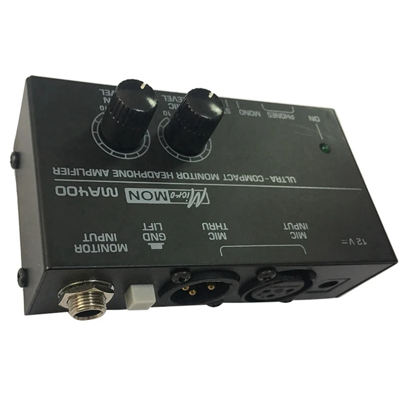 Headphone Preamplifier Microfone Preamplifier, Áudio 6,35 milímetros e 3,5 milímetros Headphone Saídas Mixer, Plug UE, fácil instalação, novo, MA400