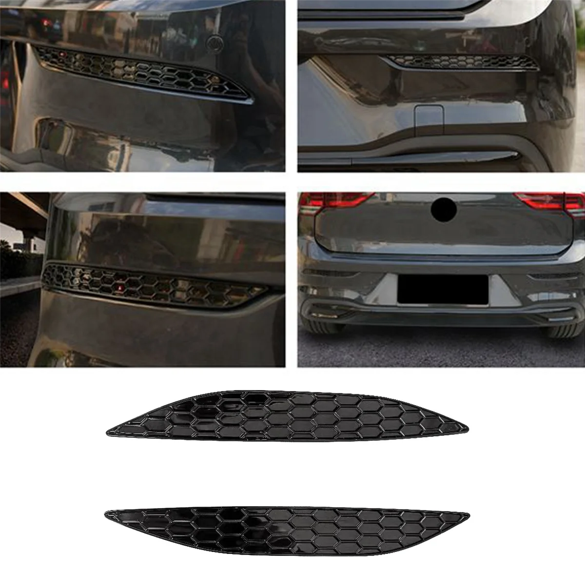 2Pcs Honeycomb Tail Rear Fog Light Cover Trim Sticker for Golf MK7 7R/ 2014-2018 Rear Bumper