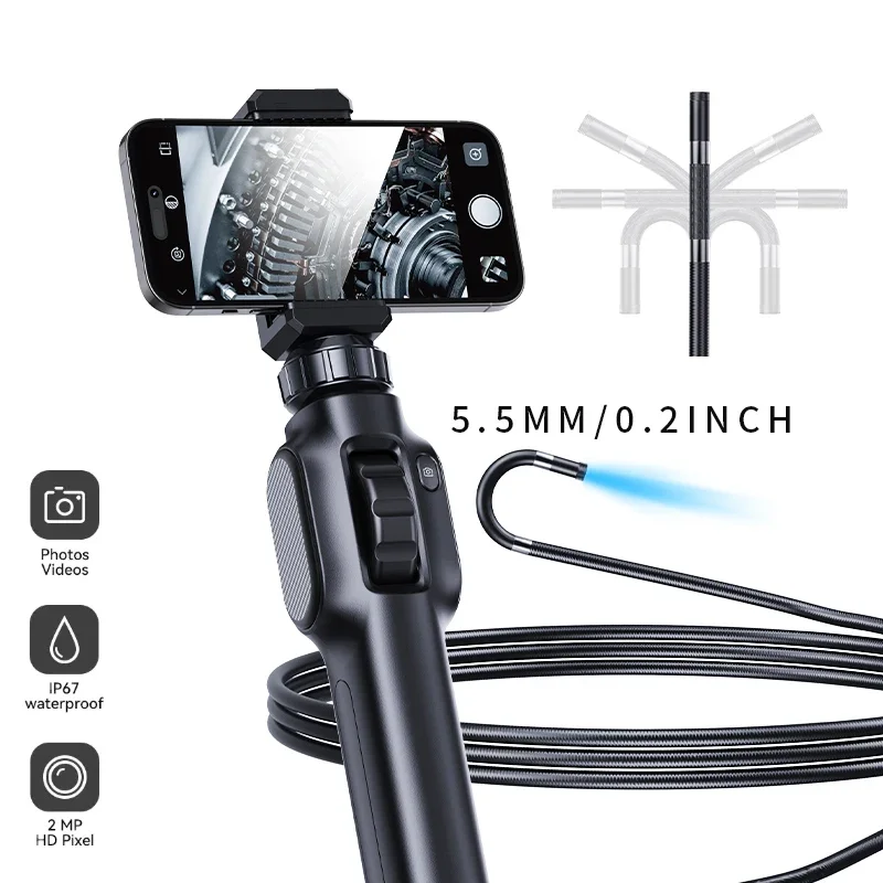 360 ° articulated bidirectional endoscope inspection camera HD 1080PLED for lighting, automotive machinery, and house inspection