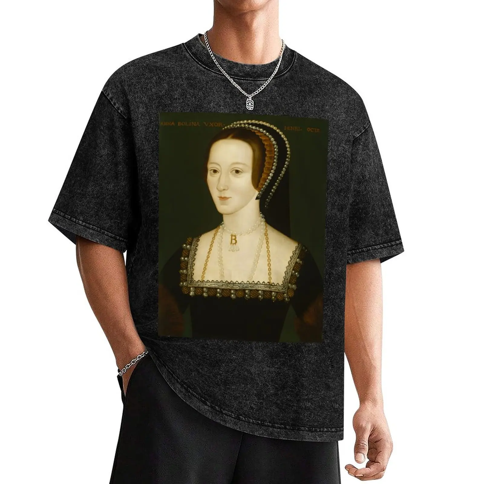 Anne Boleyn portrait T-Shirt aesthetic clothes blue archive slim fit t shirts for men