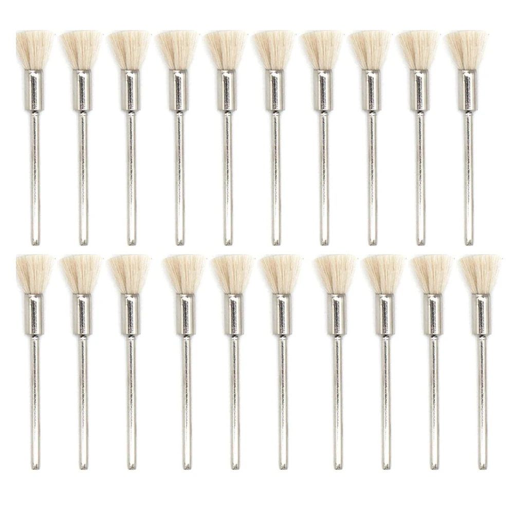 20PCS Steel Copper Wire Brush Set 2.35mm Shank Bristle Brushes for Jewelry Polishing Drill Rotary Tools Metal Rust Removal