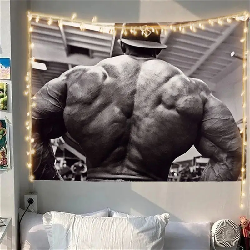 VIKAMA Bodybuilder Gym Poster Horizontal Tapestry for Wall Hanging Decor Bedroom Living Room Cozy Aesthetic Home Decor