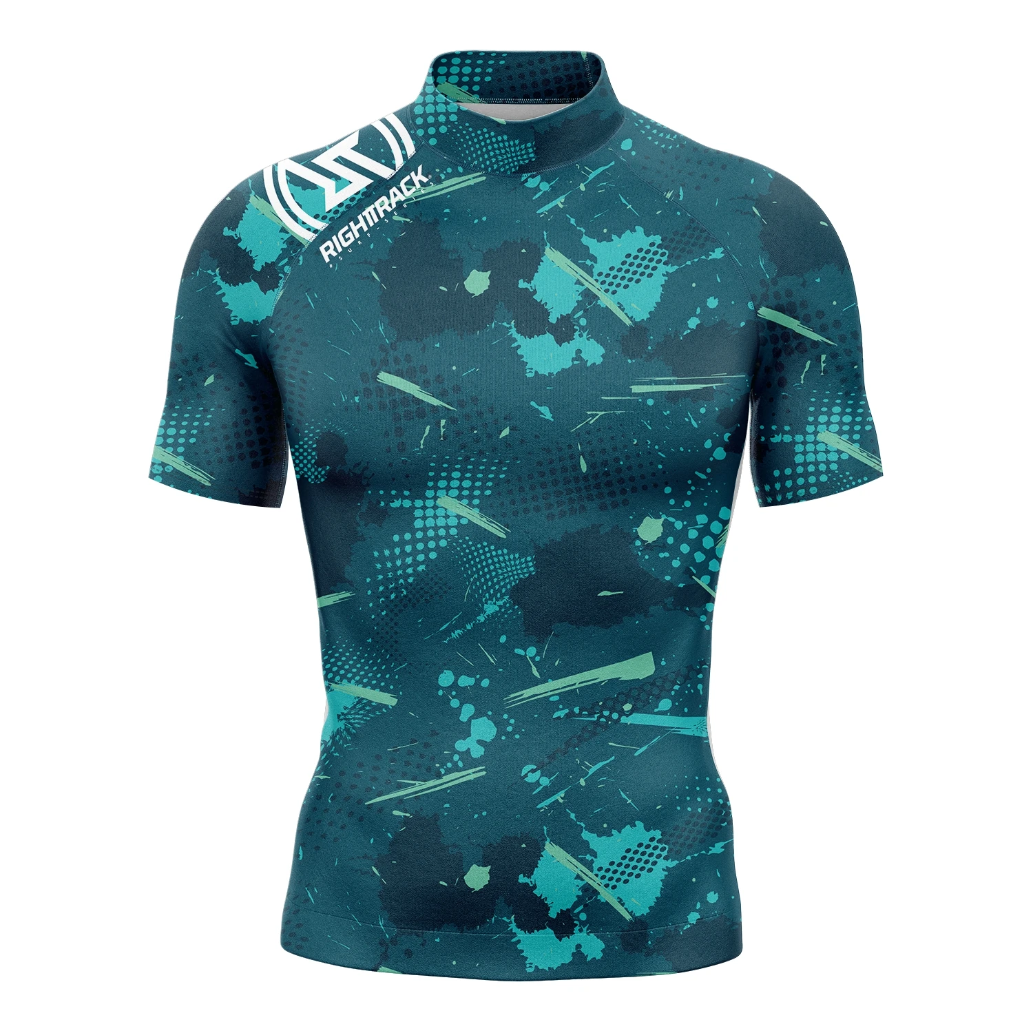 Rashguard camisas de manga corta de Surf para hombre, tela de LICRA con protección solar, sudadera de Surf, traje de baño de rightrack con