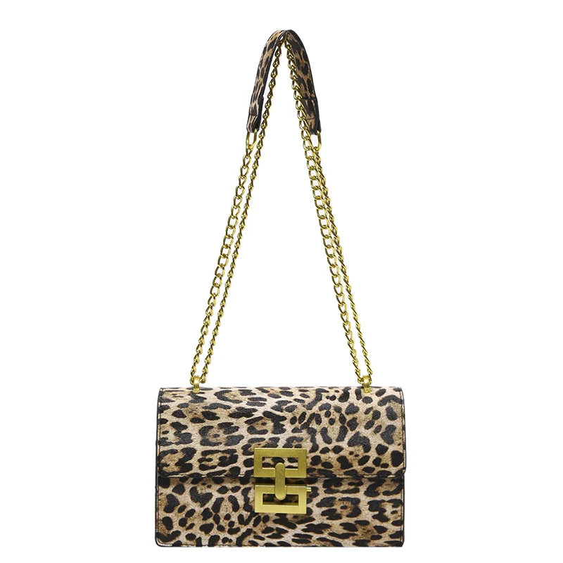 Leopard print Clutch Bag PU Leather Shoulder Side Bags for Women Chain Mobile Phone Purses Crossbody Bags Ladies Fashion Handbag