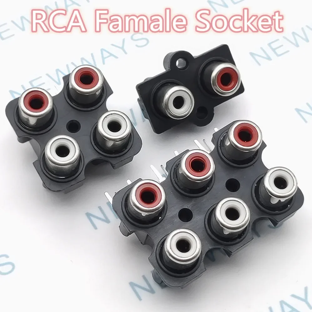 2Pcs Red And White Color 2Hole 3Pin/4Hole 6Pin/6Hole 9Pin Rca Female Audio Video Plug Av Concentric Socket Connector