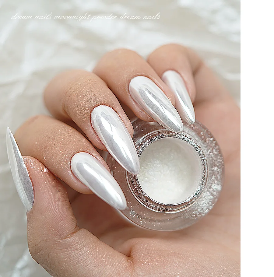 Shimmer Aurora Pearl White Mirror Nail Powder Chrome Rubbing Pigment Dust Holographic Manicure  UV Gel Polish Mermaid Glitter&*9