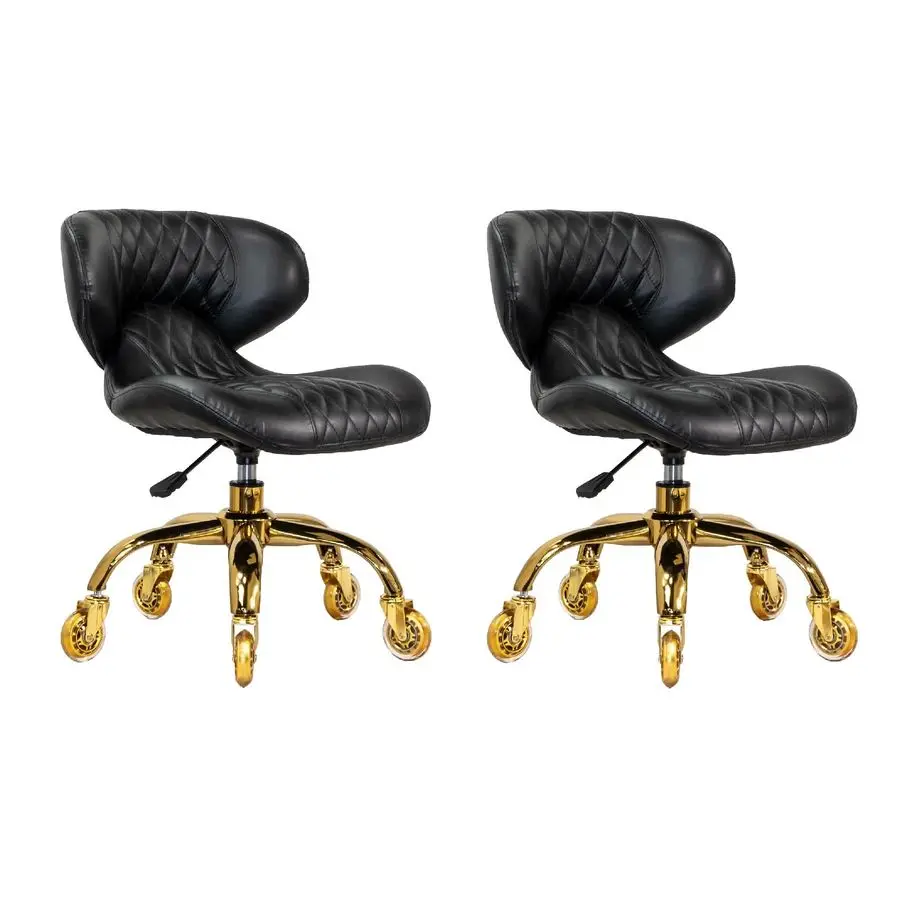 Juego de 2 taburetes de pedicura para salón de uñas, silla de pedicura HugoII, bomba neumática cómoda y ajustable corta, muebles de salón, equipo amplificador,