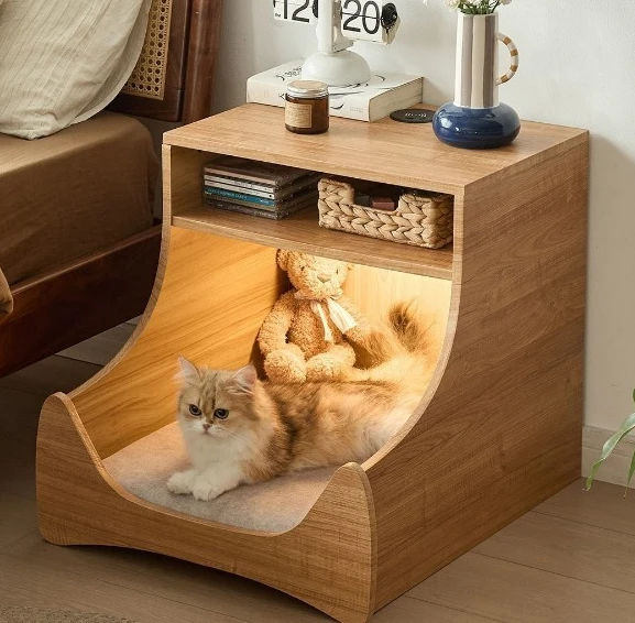Cat nest bedside table, rechargeable household furniture Internet celebrity sensor light