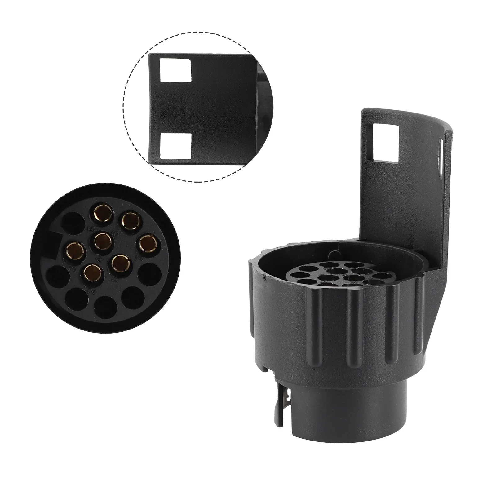 Towing Socket Plug Portable RV 7Pin To 13Pin Trailer 82*52*48mm Waterproof Accessories Black Camper Caravan Electric