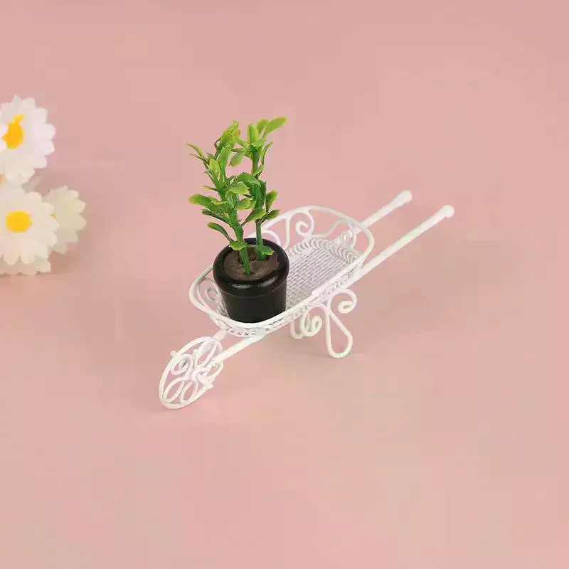 ของตกแต่งโต๊ะทำงานน่ารักสไตล์คาวาอี้ ของขวัญ อุปกรณ์เสริมสวนบ้านตุ๊กตา 1 ชิ้น รถเข็นเหล็กจิ๋วสุดน่ารักสไตล์อินส์