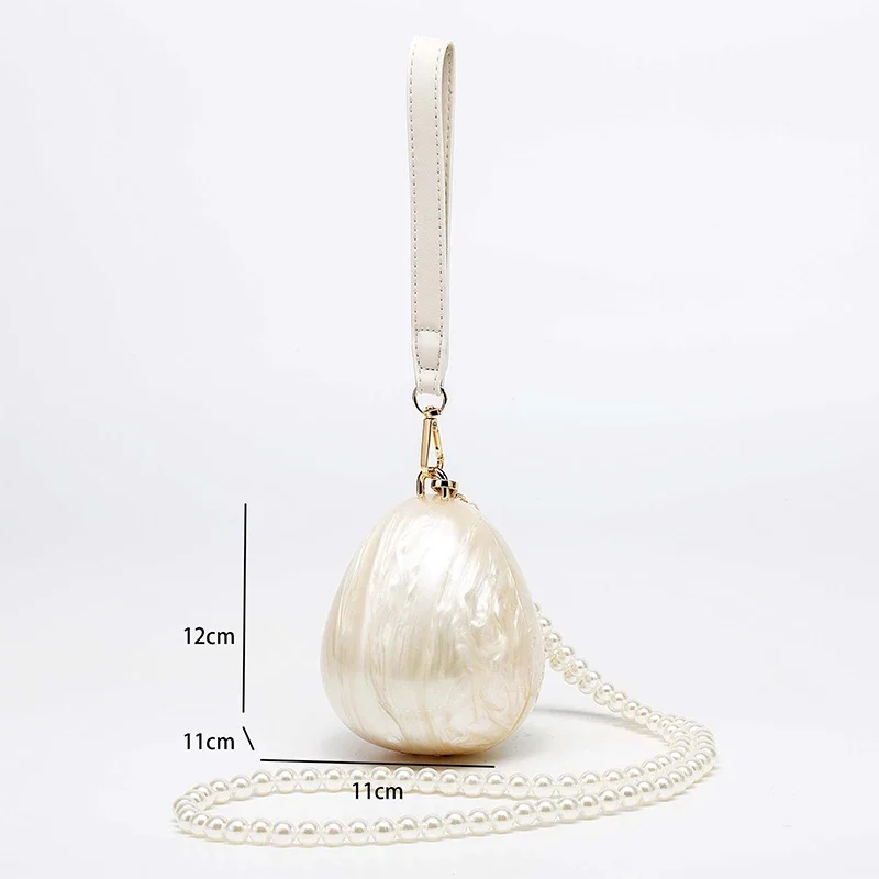 Umhängetasche in Gänseform, Perlenkette, Umhängetasche, britischer Designer-Abend, elegante Clutch-Geldbörse, Damen-Schultertasche aus Acryl – Detail 4