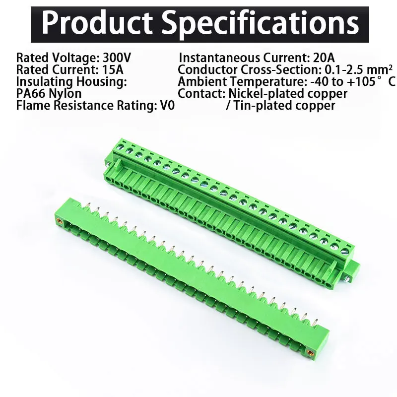 플러그 + 직진 핀 헤더 / 고온 저항 KF2EDG 5.08mm 스크류 단자대 / 통신 장치 (다중 P 옵션)