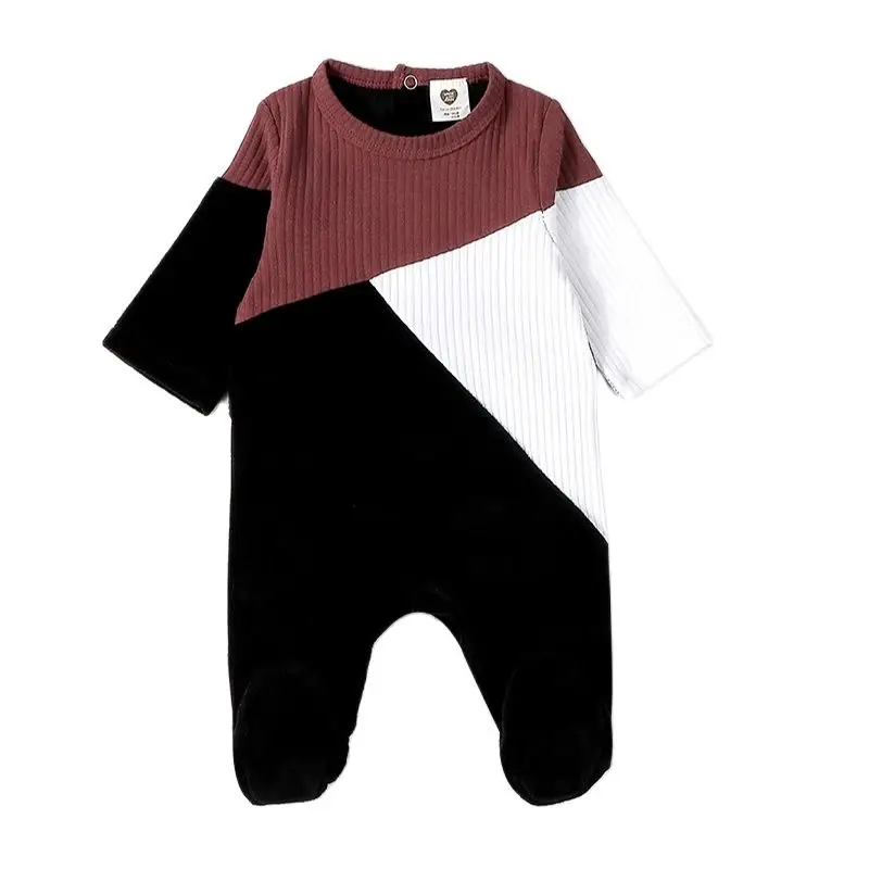 

Baby romper pyjamas kids clothes long sleeves children clothing velour and rib baby overalls boy and girl clothes footies romper