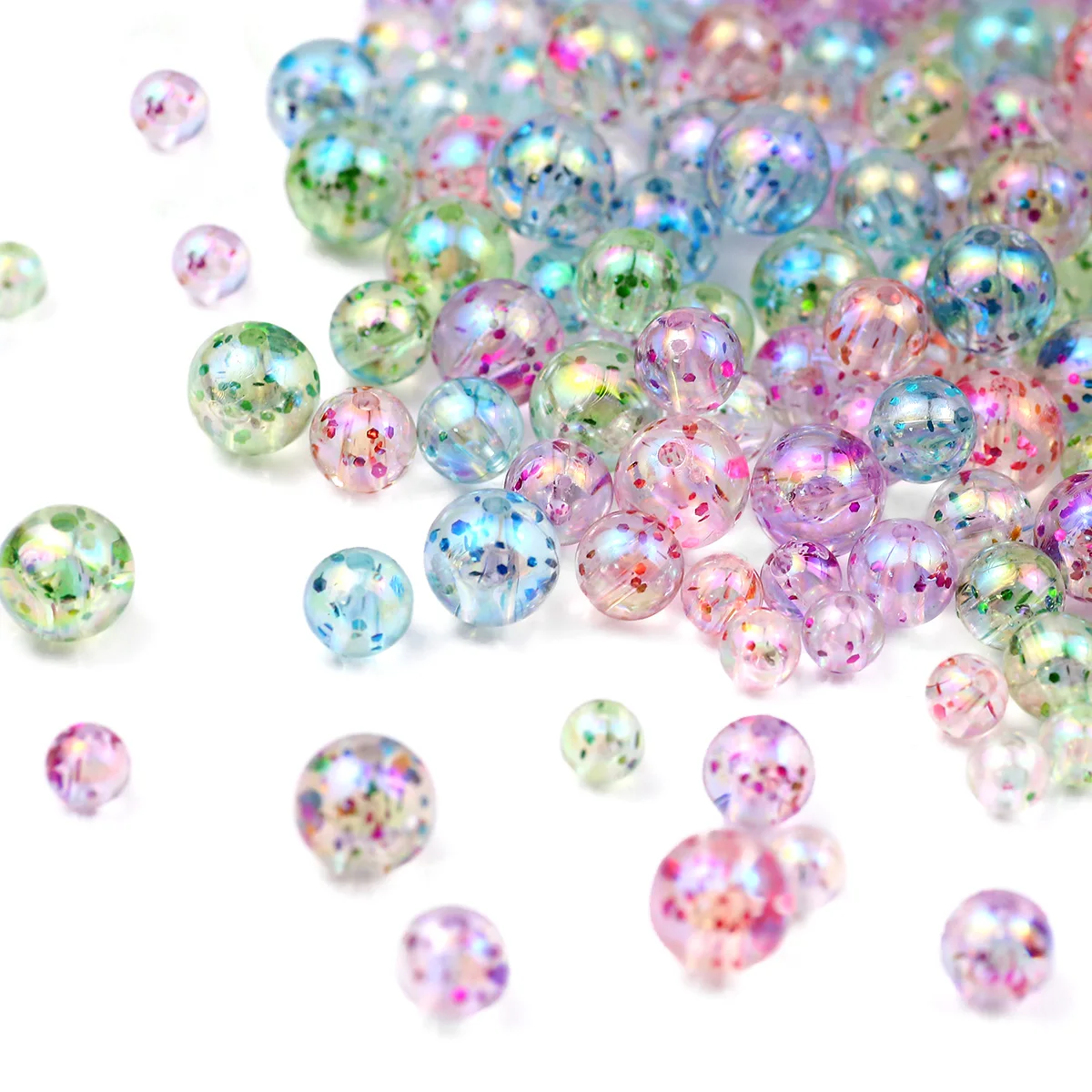 6/8/10mm Acryl Lose Runde Spacer Perlen Muster Pailletten Perlen Für Schmuck Machen DIY Finden Armband anhänger Zubehör