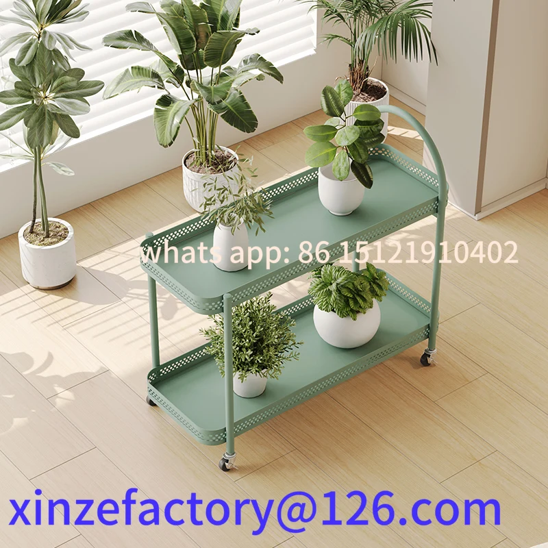 Customizable Minimalist Iron Flower Pot Stand  Movable  Planter Rack  Easy-Clean Rolling Shelf