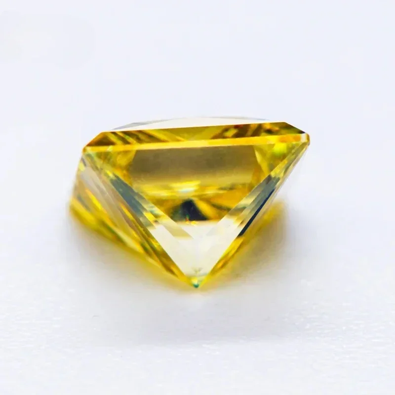 Moissanite Stone Princess Cut  Lemon Yellow Color  Lab Grown Diamond Gemstone Charms Jewelry for Woman with GRA Certificate