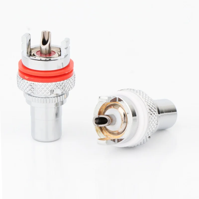 HIFI Silver Plated RCA Female Jack Plug Panel Mount Chassis Socket For Speaker Terminal Audio Panel Adapter RCA Connector