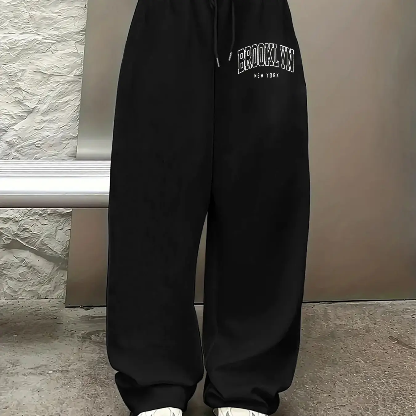 2026 Unisex Casual Letter Print Joggers Drawstring Elastic Waist Straight‑Leg Sweatpants With Pockets Hip‑Hop Fashion Streetwear