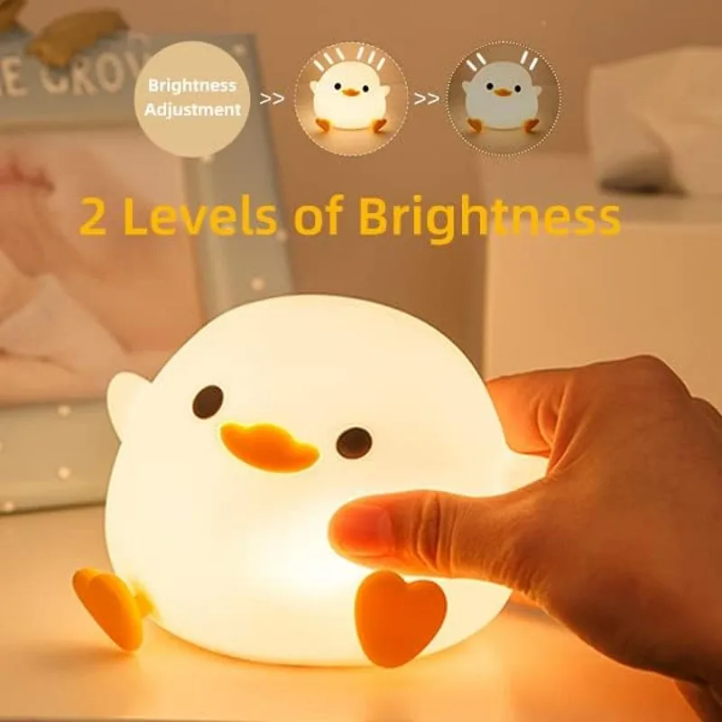 Lámpara Led de silicona de pato de frijol de dibujos animados, Linda luz nocturna para guardería, lámpara de mesa recargable para dormitorio, mesita de noche