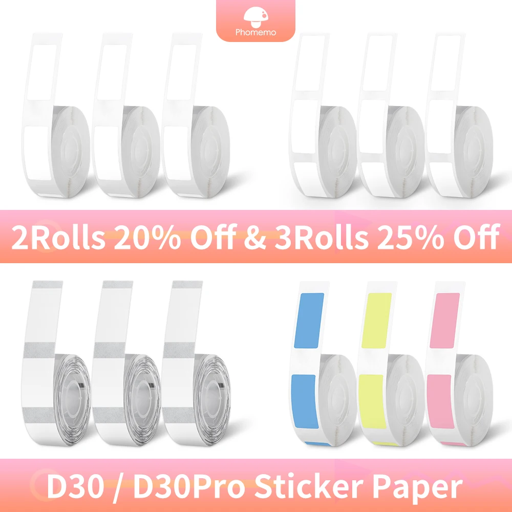 【Buy 2 Get 20％ Off】Phomemo D30 Self-Adhesive Sticker Paper Compatible D30 Wireless Handheld Label Machine Easy to Use For Home