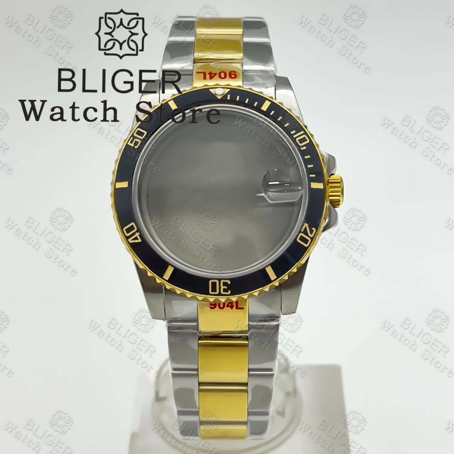 36mm 38mm Wysokiej jakości srebrno-złota koperta zegarka nurkowego Szafirowa Pasuje do NH34 NH35 NH36 38 ETA2824 PT5000 Mechanizm GMT SUB Części do zegarków