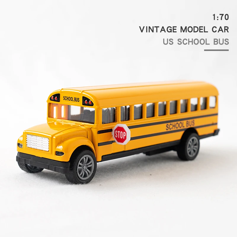Modelo de coche de autobús escolar de alta calidad, aleación 1:70, réplica de vehículo en miniatura clásico extraíble para regalo de colección para niños