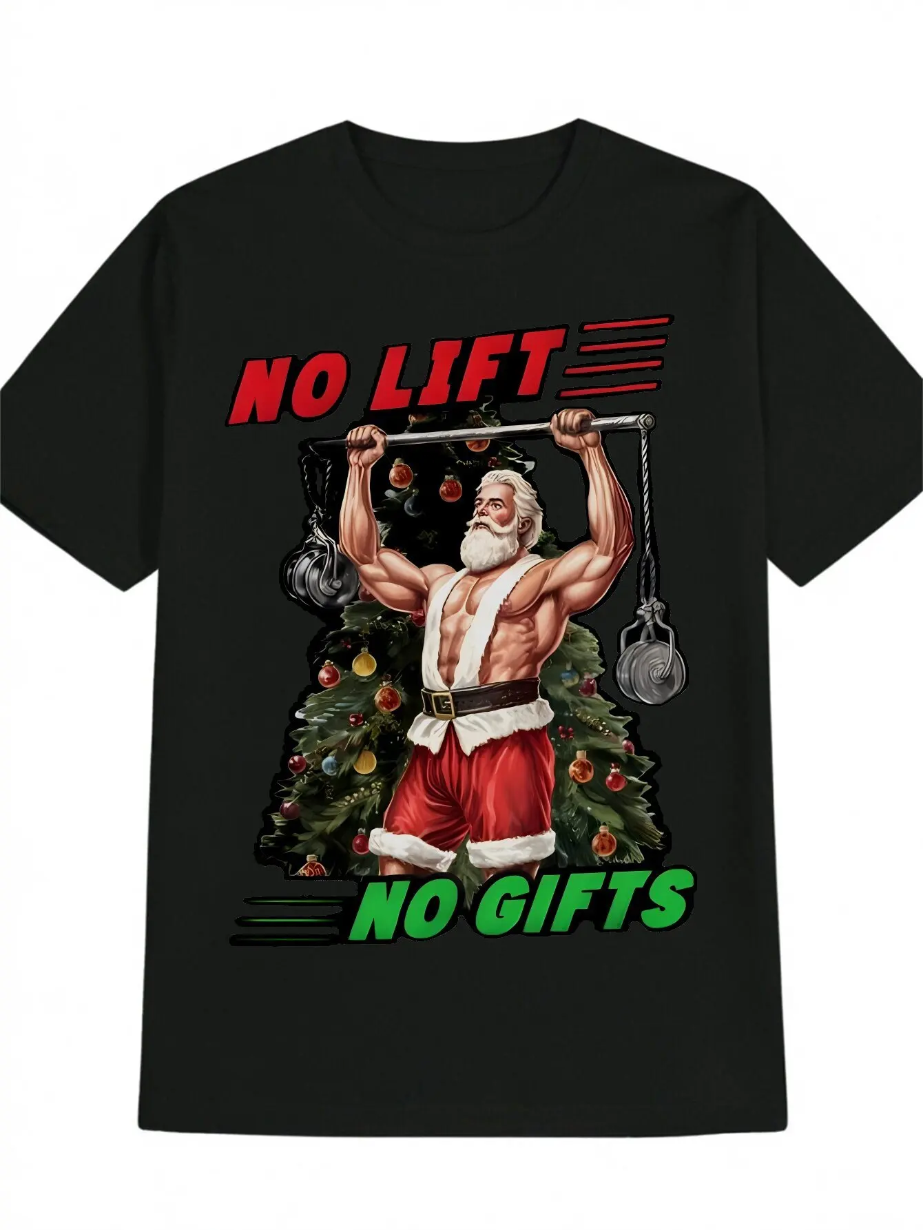 

No Lift No Gifts Christmas Style Funny Gym Fitness T-Shirt 100% Cotton O-Neck Short Sleeve Summer Casual Mens T-shirt Streetwear
