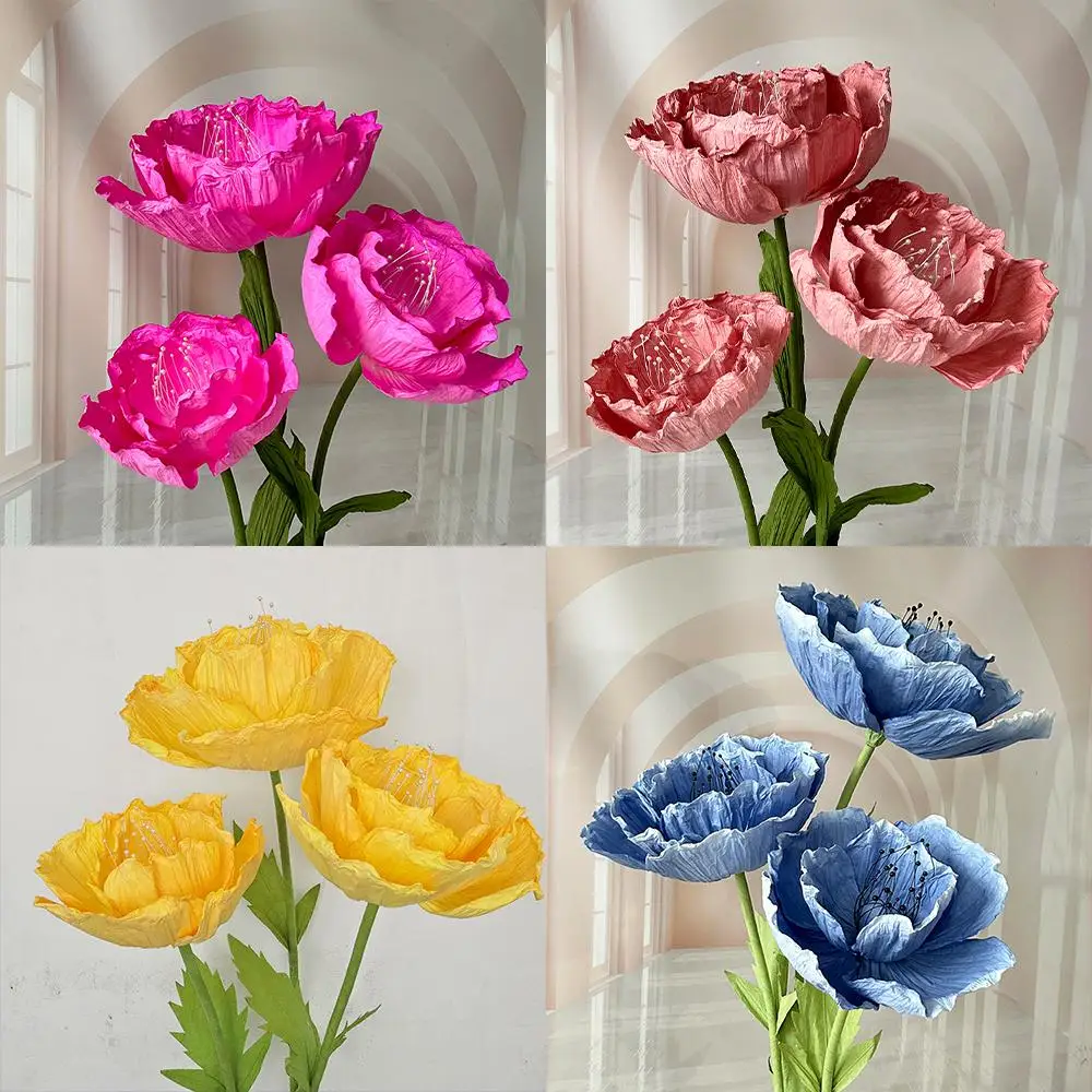 3-teiliges Set Riesige Blumen Mohnblumen Papierblumenkopf Hochzeitswegführung Blumendekoration für Events Party Kulisse Bühne Schaufensterdekoration Mohnblumen – Detail 3