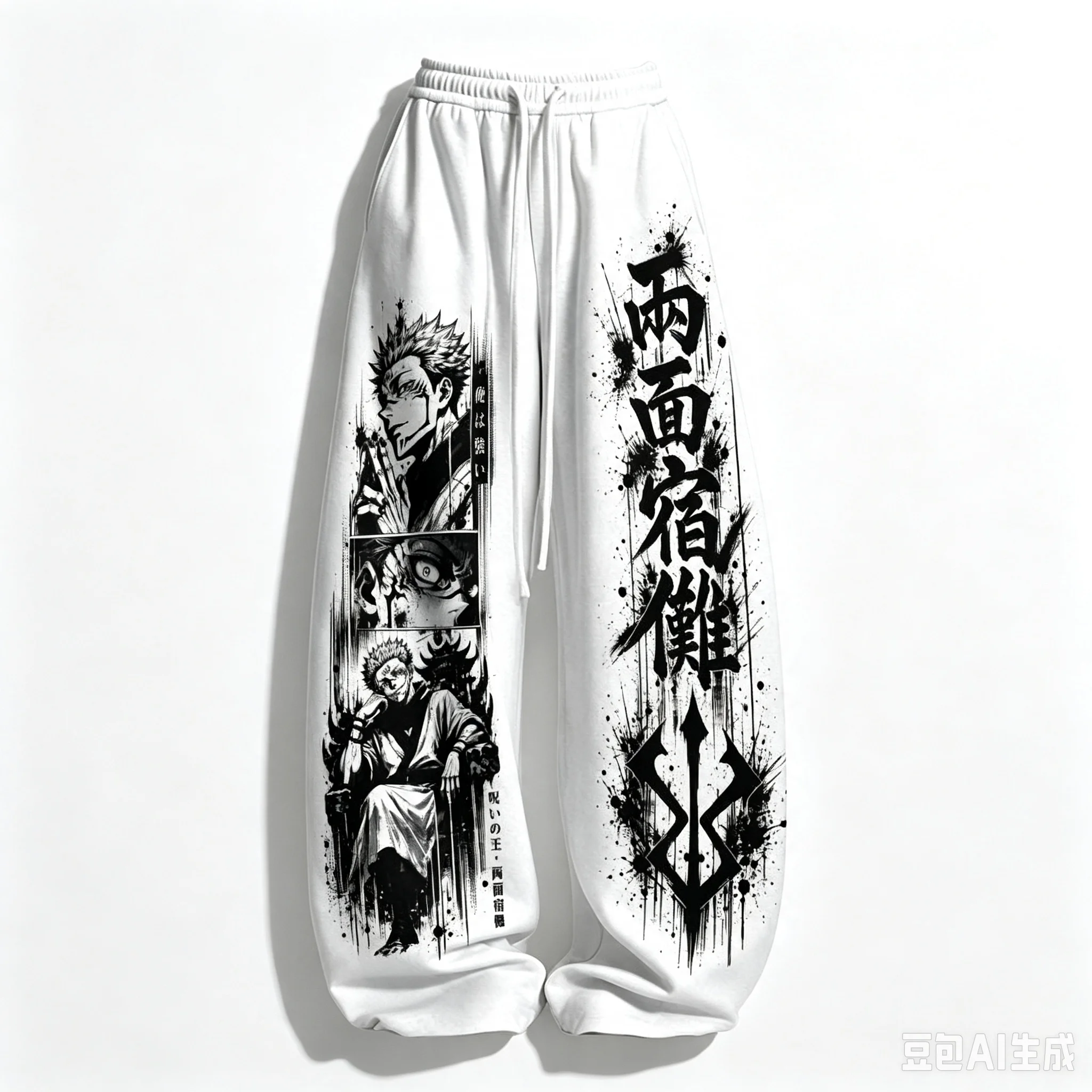 Jujutsu Kaisen Sukuna Kanji & Ink Splatter Graphic Straight Trousers Summer Quick Dry Sport Pants Unisex Streetwear Sweatpants