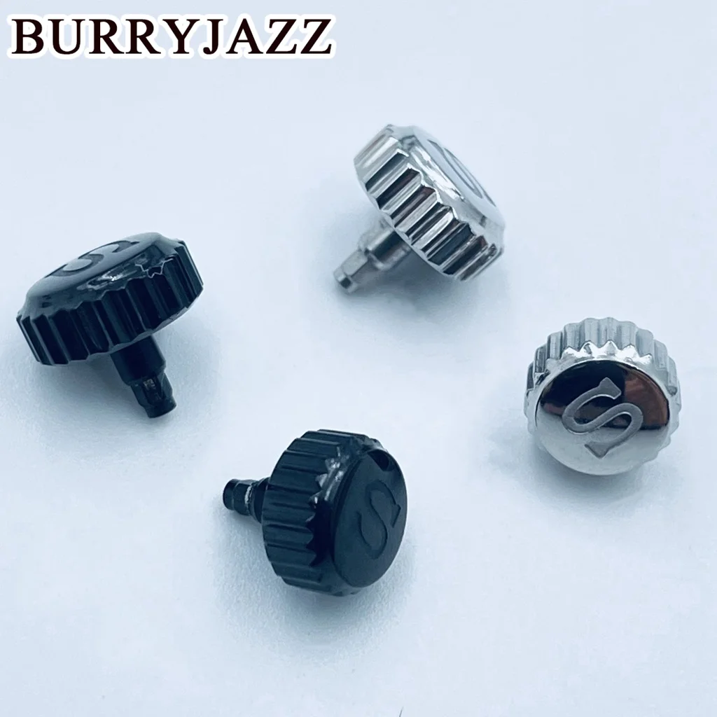 BURRYJAZZ Silver Black Rose Gold Watch Crowns Watch Parts Replacement S CrownStainless Steel For NH34 NH35 NH36 Movement