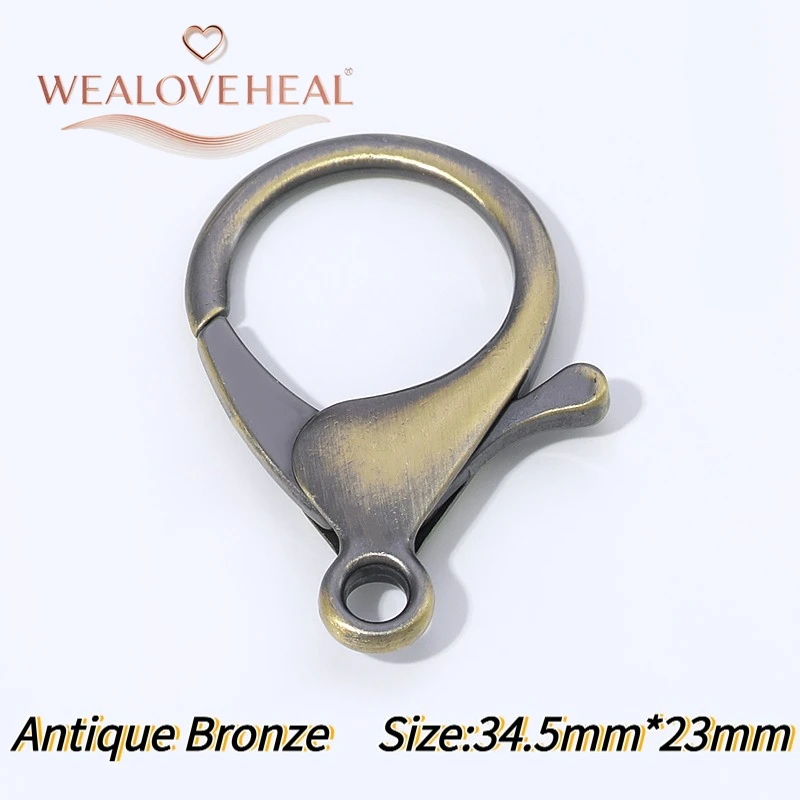 armband verschluss，34,5mm Antik-Bronze Messingbeschichteter Großer Karabinerhaken Endverbinder DIY Schmuckzubehör für Armband- und Halsketten-Herstellung – Detail 20