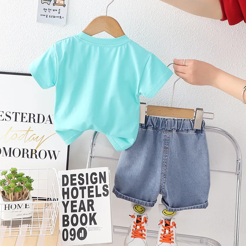 Baby Boy Outfits Infant Clothes Summer Lovely Cartoon O-neck Short Sleeve T-shirts and Shorts Two Piece Set Children's Clothing