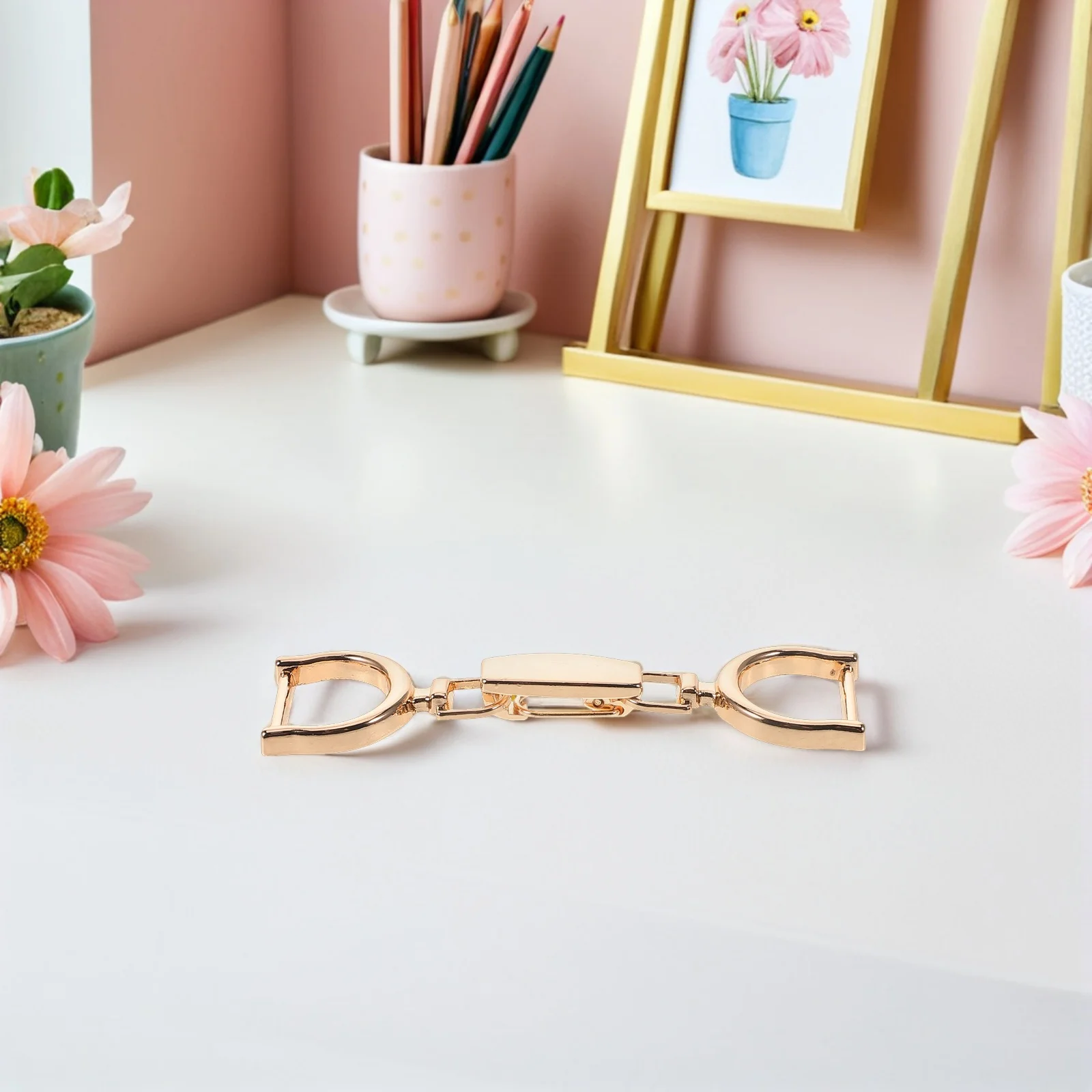 6 قطعة مشبك سلسلة سبيكة مشبك معدني أنيق لأحزمة قابلة للتعديل السراويل حقائب اليد الأحذية سحر بت حلقة الأجهزة الغربية تك