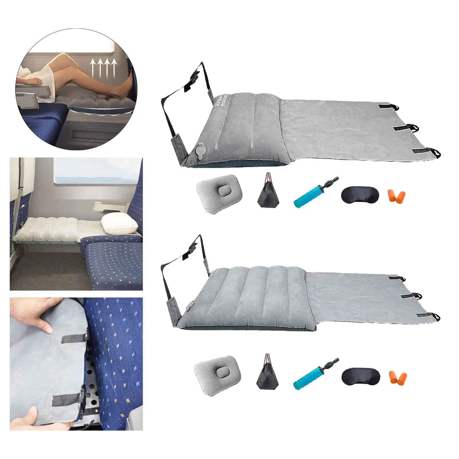 Airplane Footrest Hammock para Crianças Inflável Viagem Essentials Trens Elevar Pernas High Speed Rail Plane Seat Extender Cover