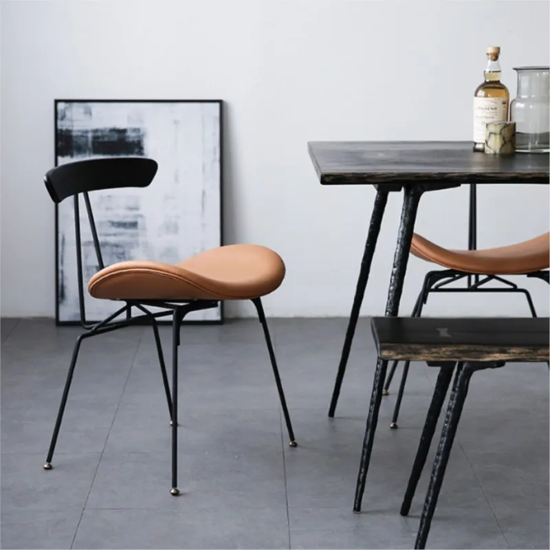 X&D Italian Wrought Iron Dining Chairs Nordic Industrial Style Ant Chairs Designer Single Person Chairs Makeup Stools Ins Chairs